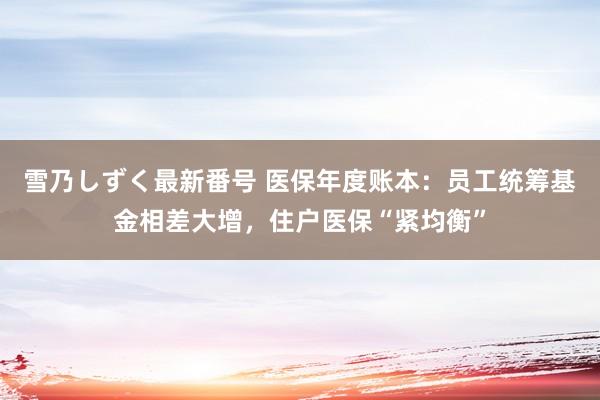 雪乃しずく最新番号 医保年度账本：员工统筹基金相差大增，住户医保“紧均衡”