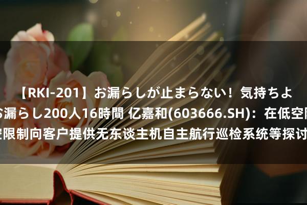 【RKI-201】お漏らしが止まらない！気持ちよすぎる失禁・羞恥お漏らし200人16時間 亿嘉和(603666.SH)：在低空限制向客户提供无东谈主机自主航行巡检系统等探讨居品及科罚有盘算推算