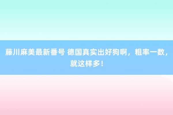 藤川麻美最新番号 德国真实出好狗啊，粗率一数，就这样多！