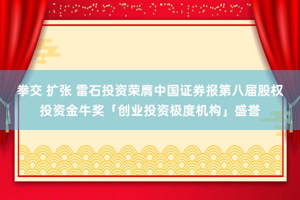 拳交 扩张 雷石投资荣膺中国证券报第八届股权投资金牛奖「创业投资极度机构」盛誉