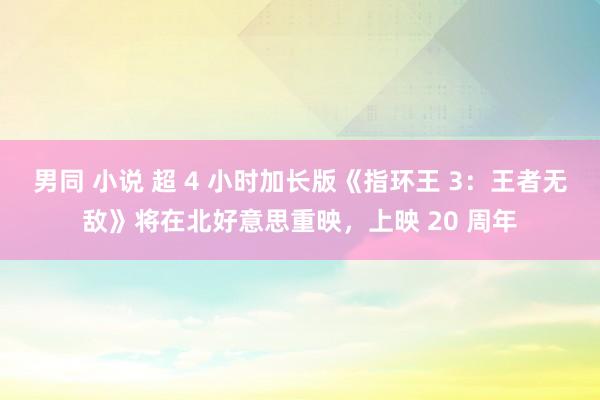 男同 小说 超 4 小时加长版《指环王 3：王者无敌》将在北好意思重映，上映 20 周年