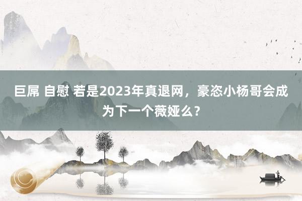 巨屌 自慰 若是2023年真退网，豪恣小杨哥会成为下一个薇娅么？